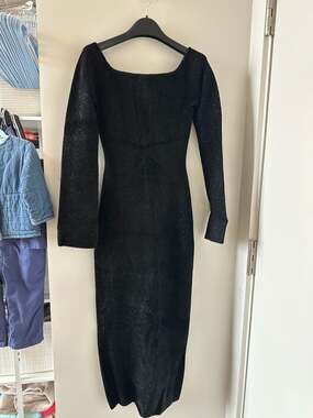 Galvan London Sparkle Knit Off-the-Shoulder Midi Dress